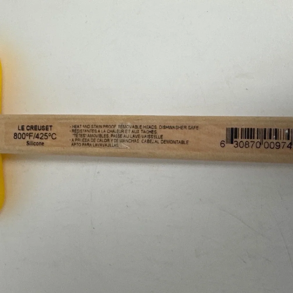 Le Creuset Spoon Spatula OS Yellow NEW Silicone Wood Heat Resistant 11.5in